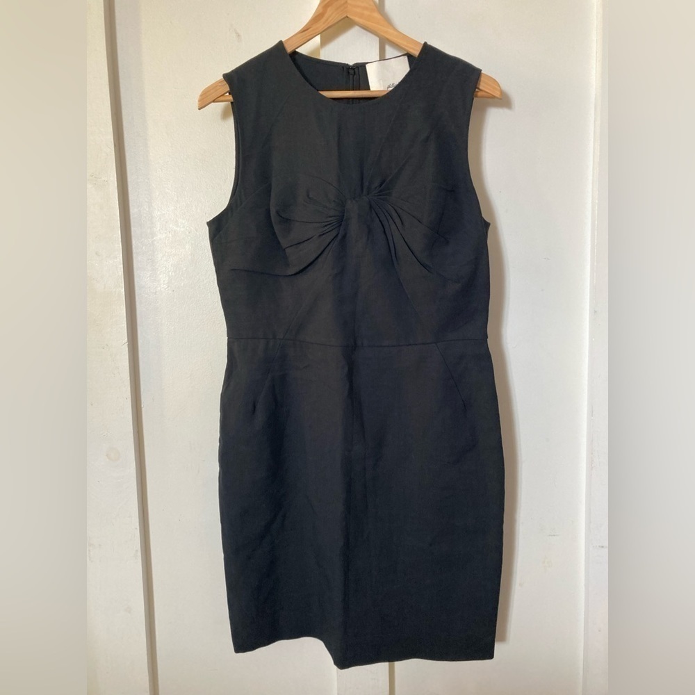 3.1 Phillip Lim black sleeveless midi linen cotton blend dress size 10 bow